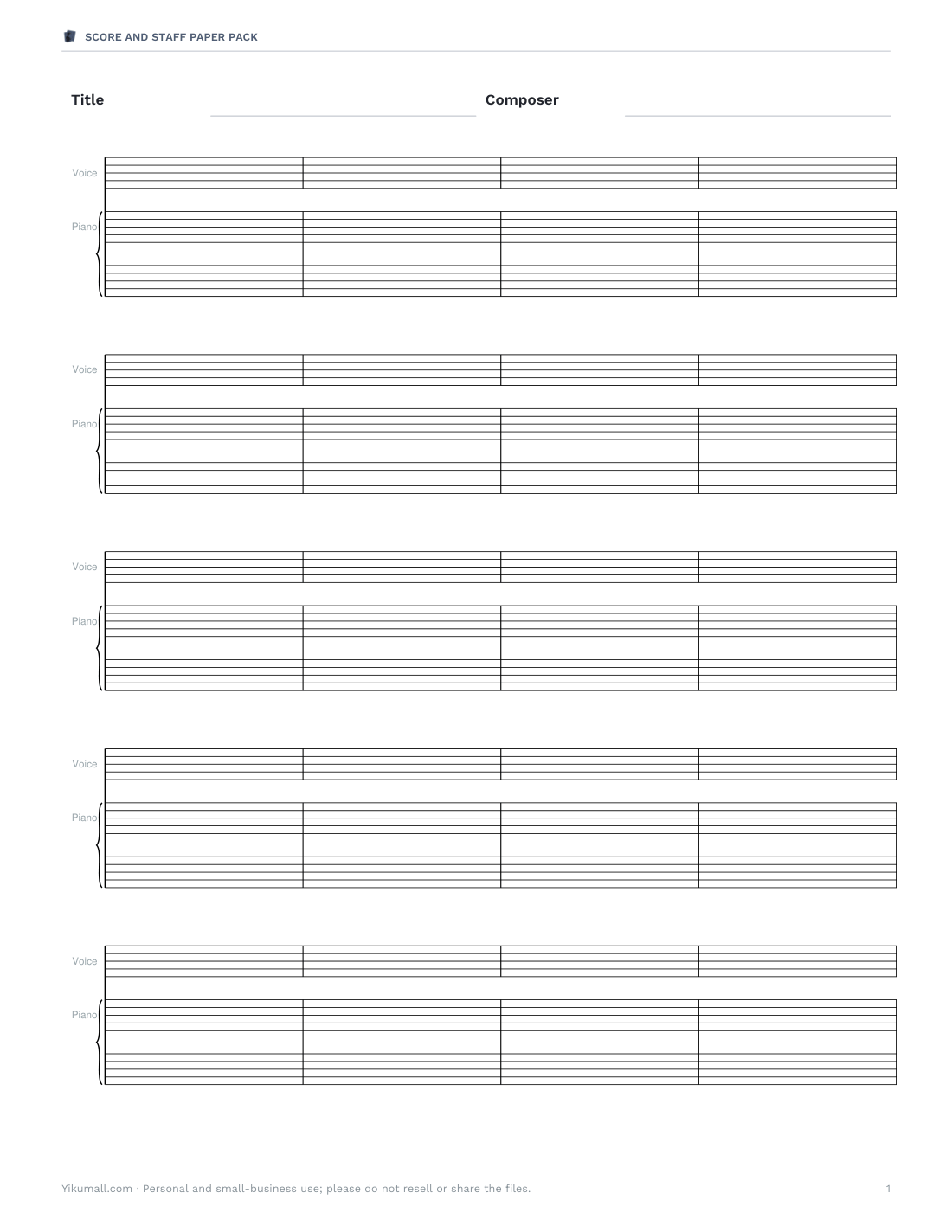 Preview of the first page of Voice and piano (PDF)