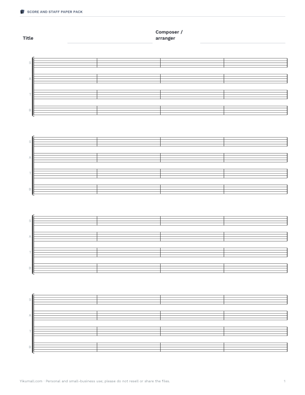 Preview of SATB Open Score Printable